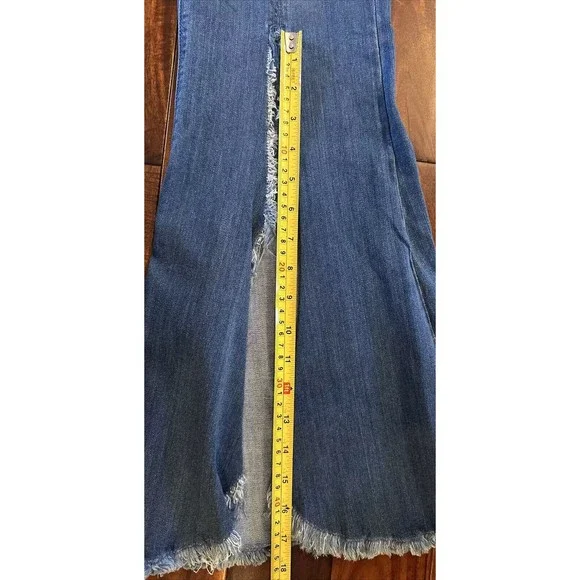 Eva Longoria Flare Distressed Slit Women’s Blue Denim Jeans Size 12 - Picture 16 of 16